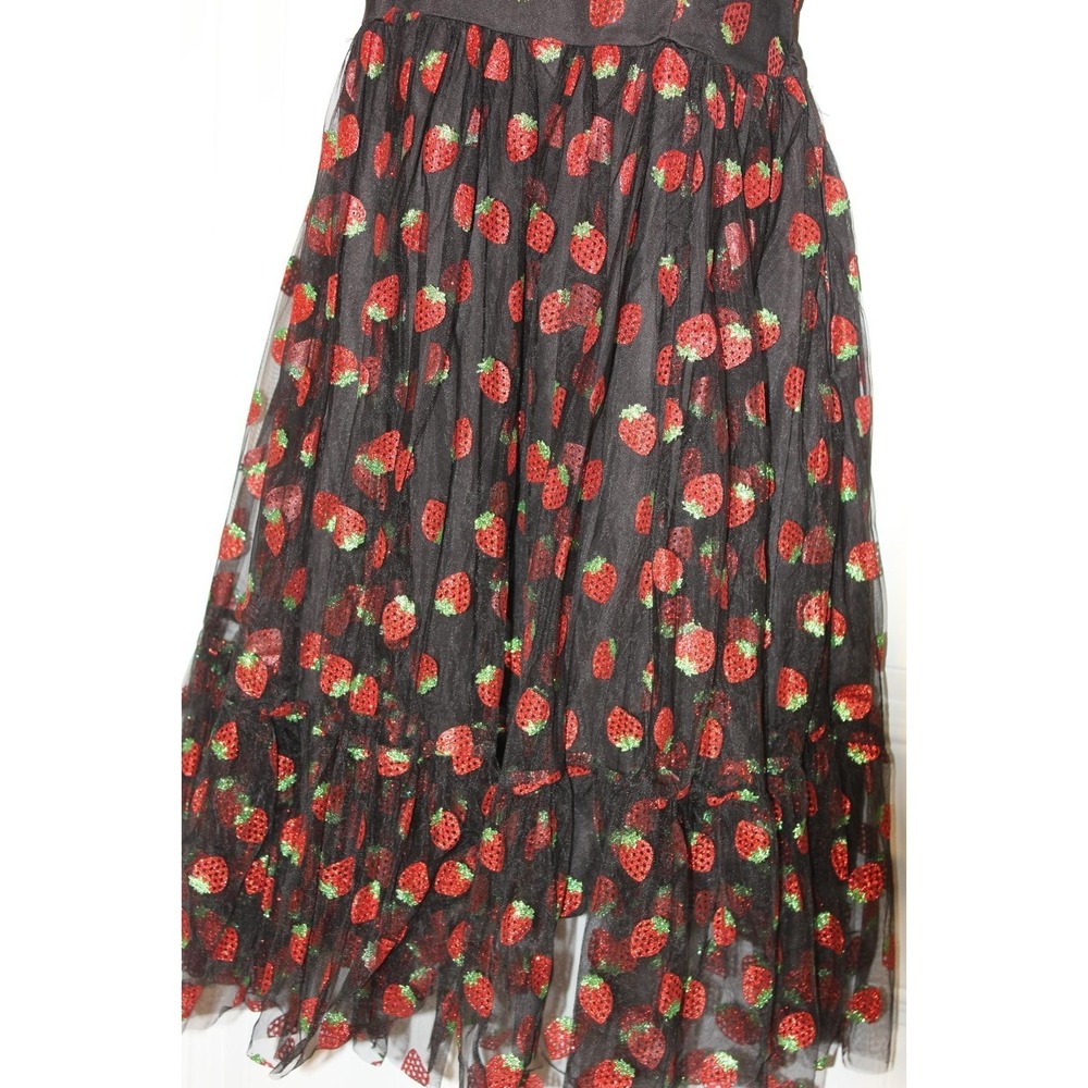 Hot Topic Strawberry Mesh Dress Indie Fairycore Tulle Y2K Ethereal Glitter SZ Sm - Picture 12 of 13